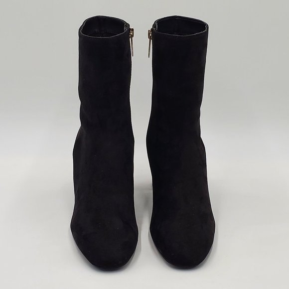 Zara Velvet Booties Gold Trimmed Block Heels - Picture 10 of 16